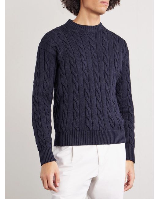 Dunhill Blue Cable-knit Cotton Sweater for men