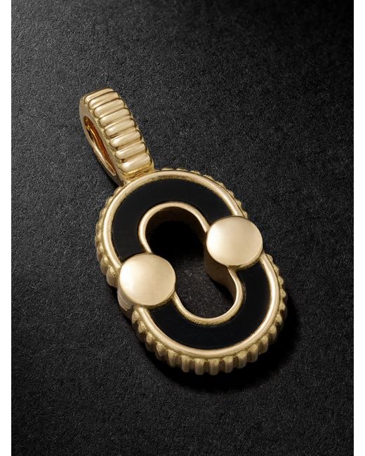 Viltier Black Magnetic 18-Karat, Onyx And Mother-Of-Pearl Pendant for men