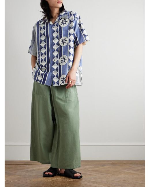 Loewe Blue Paula's Ibiza Camp-collar Jacquard-knit Cotton-blend Terry Shirt for men