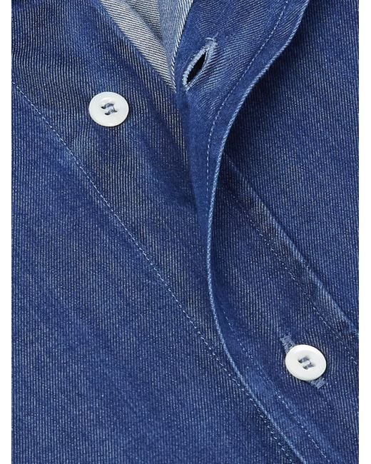 Brunello Cucinelli Blue Slim-fit Cutaway-collar Cotton Shirt for men