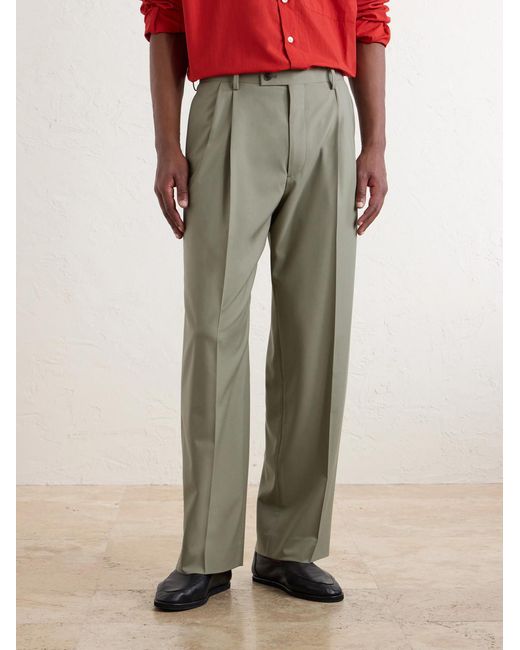 Auralee Gray Ultra Fine Tropical Wool Trousers for men