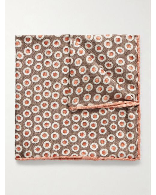 Brunello Cucinelli Natural Polka-Dot Silk Pocket for men