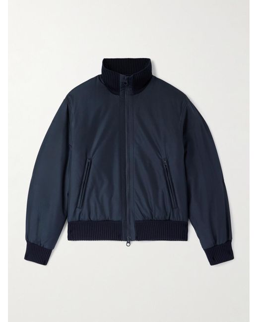 Loro Piana Blue Denzel Padded Storm System Silk Tech Bomber Jacket for men