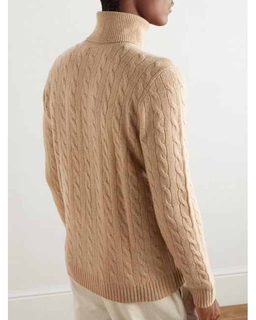 Polo Ralph Lauren Natural Cable-Knit Wool And Cashmere-Blend Rollneck Sweater for men