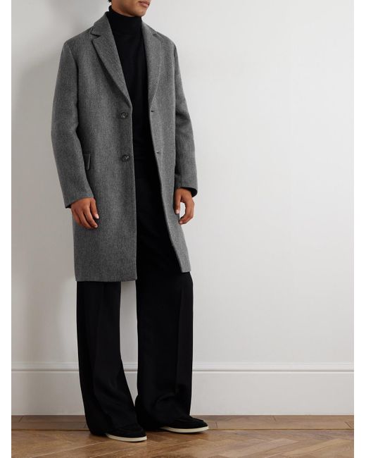 Loro Piana Gray John Cashmere And Linen-Blend Coat for men
