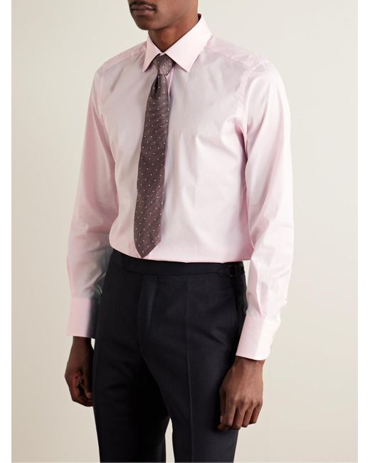 Camicia slim-fit in popeline di cotone di Tom Ford in Pink da Uomo