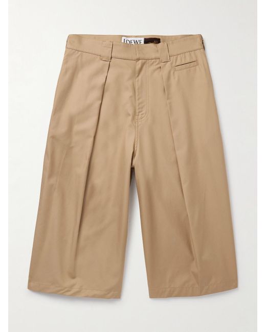 Loewe Natural Paula's Ibiza Wide-leg Pleated Cotton-twill Shorts for men