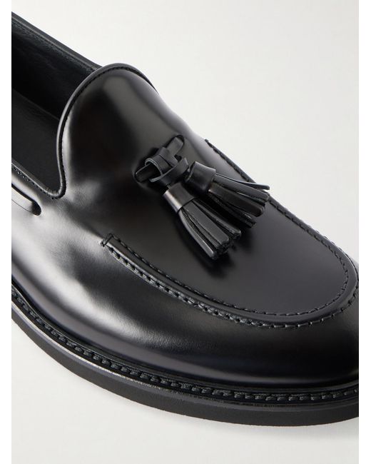 Canali Black Tasseled Leather Loafers for men