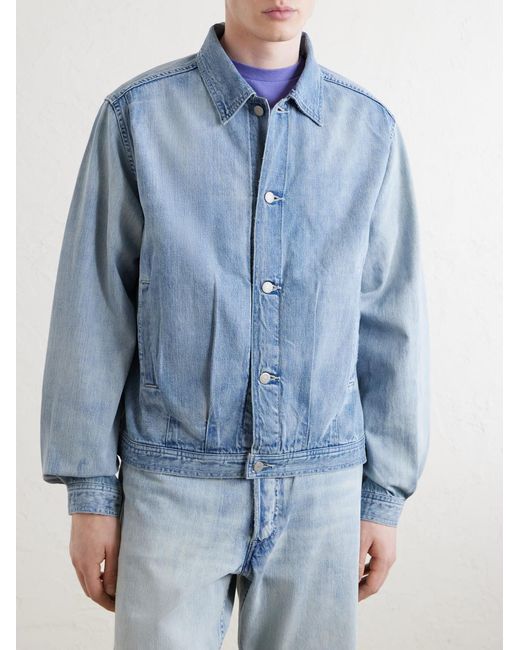 Auralee Blue Faded Denim Jacket for men