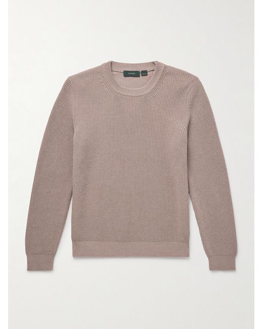 Slowear Natural Zanone Ribbed Cotton Crêpe Sweater for men