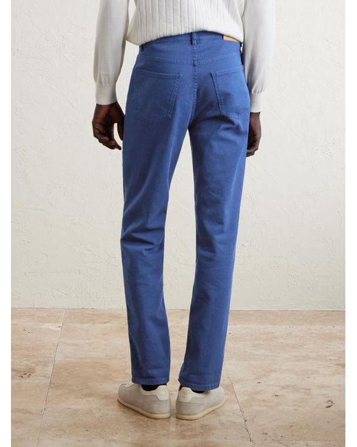 Brunello Cucinelli Blue Slim-Fit Straight-Leg Logo-Embroidered Jeans for men