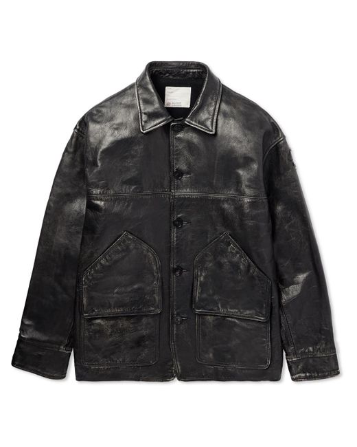 SAINT Mxxxxxx Black Distressed Leather Jacket for men