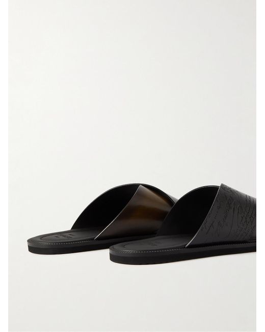 Berluti Brown Sifnos Scritto Venezia Leather Sandals for men