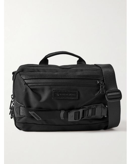 Master Piece Black Potential Small Leather-Trimmed Cordura Nylon Messenger Bag for men