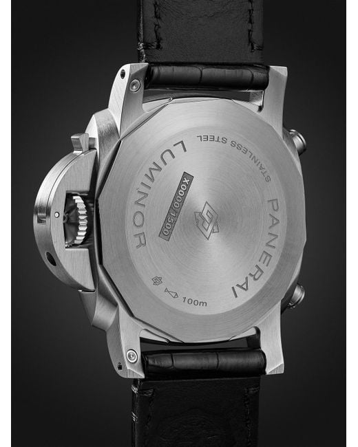 Panerai Black Luminor Chrono Automatic Flyback Chronograph 44Mm Stainless Steel And Alligator Watch, Ref. No. Pam1218 for men