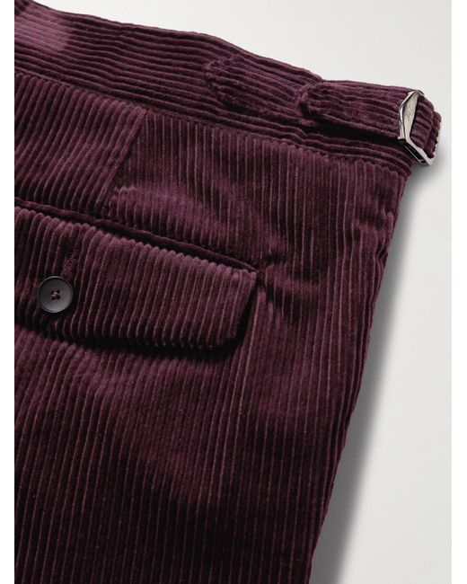 Mr P. Purple Slim-Fit Straight-Leg Cotton And Cashmere-Blend Corduroy Tuxedo Trousers for men