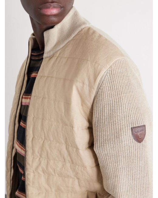 Polo Ralph Lauren Natural Logo-Appliquéd Quilted Linen Zip-Up Sweater for men