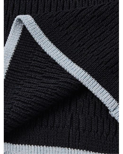 LE17SEPTEMBRE Blue Open-knit Ribbed Linen-blend Polo Shirt for men