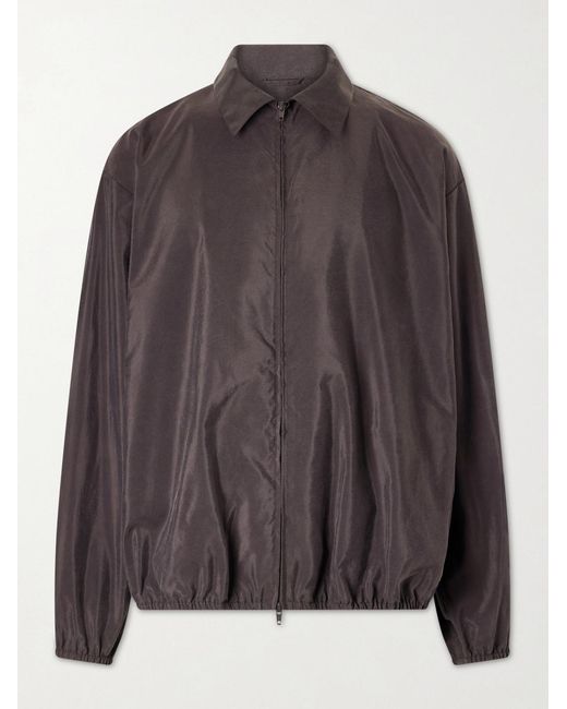 Ssstein Brown Silk-blend Satin Bomber Jacket for men