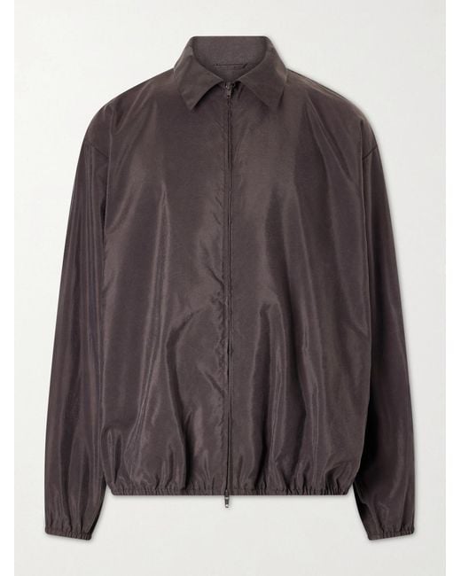 Ssstein Brown Silk-blend Satin Bomber Jacket for men