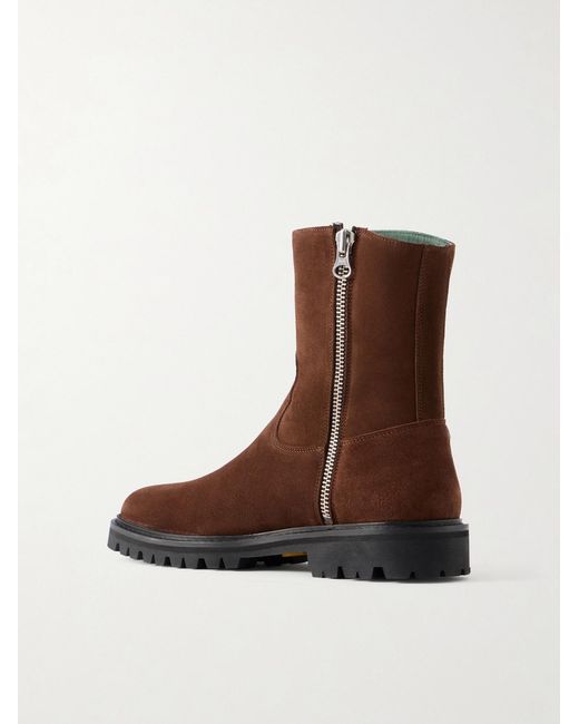VINNY'S Brown Moto Suede Boots for men