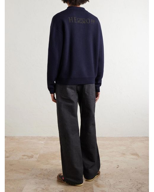 Loewe Blue Wool-blend Polo Sweater for men