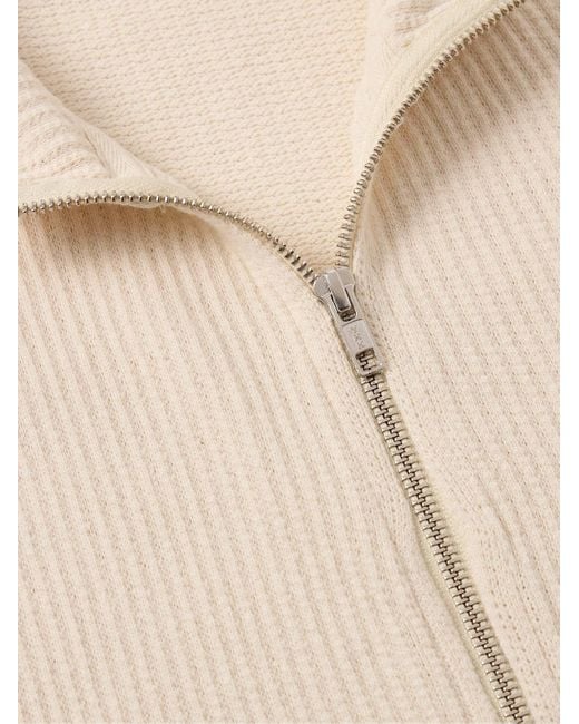 mfpen Natural Leisure Ribbed Waffle-knit Organic Cotton Zip-up Sweater for men
