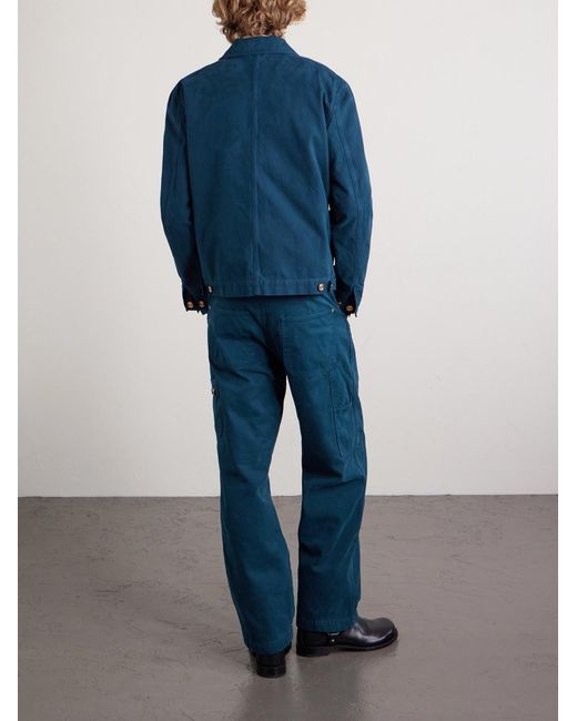 Versace Blue Embellished Cotton-Canvas Blouson Jacket for men