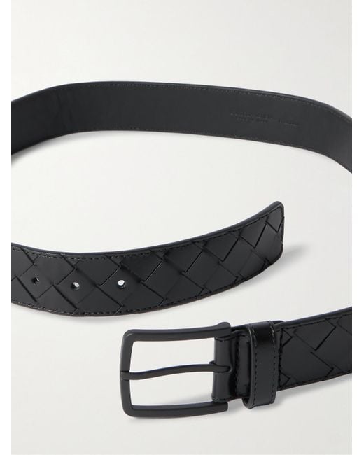 Bottega Veneta Black 3.5Cm Intrecciato Leather Belt for men