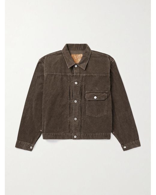 Remi Relief Brown Cotton-Corduroy Trucker Jacket for men