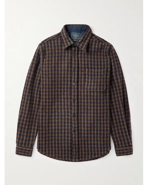 Portuguese Flannel Gray Checked Wool-Tweed Shirt for men