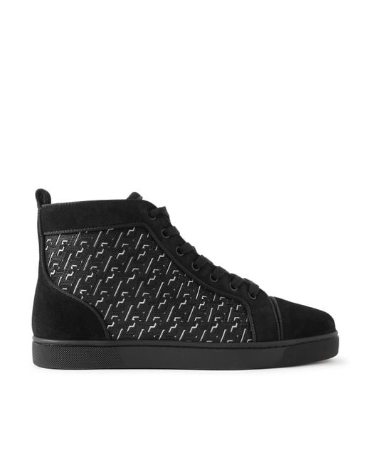 Christian Louboutin Black Louis Orlato Rubber-trimmed Coated-canvas And Suede High-top Sneakers for men