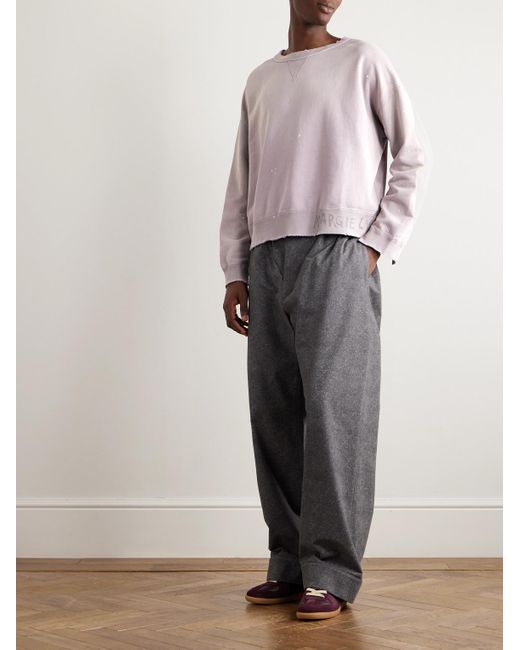 Maison Margiela Pink Logo-print Distressed Cotton-jersey Sweatshirt for men