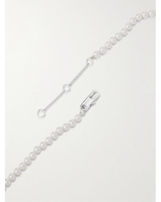 Céline Kette mit silberfarbenen Details und Kunstperlen in White für Herren