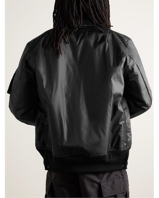 Sacai Black Canvas-trimmed Padded Shell Bomber Jacket for men