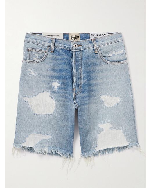 GALLERY DEPT. Blue Indiana Slim-Fit Straight-Leg Distressed Denim Shorts for men