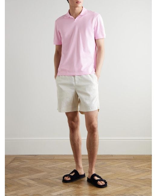 Orlebar Brown Bruno schmal geschnittenes Polohemd aus Biobaumwoll-Piqué in Pink für Herren