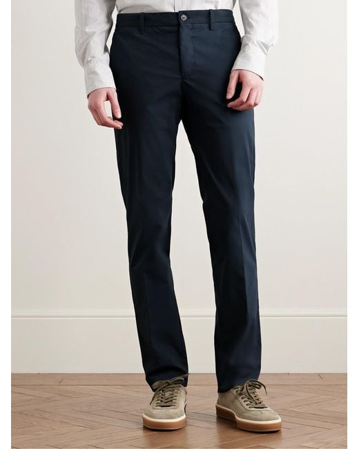 Slowear Blue Teknosartorial Slim-Fit Cotton-Blend Poplin Trousers for men