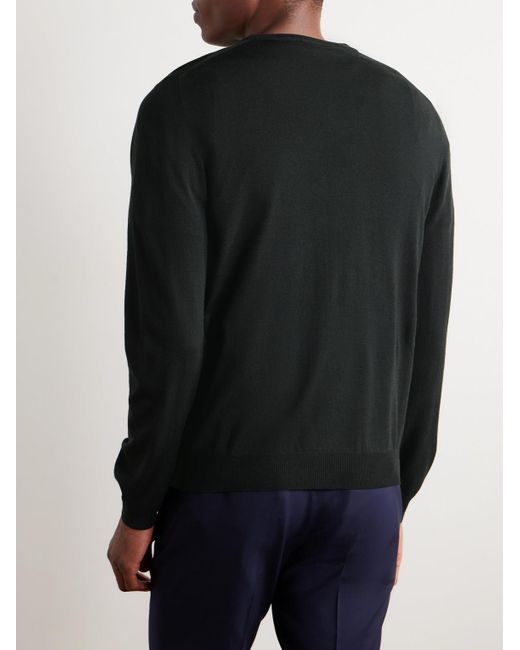 Incotex Black Slim-Fit Flexwool Sweater for men