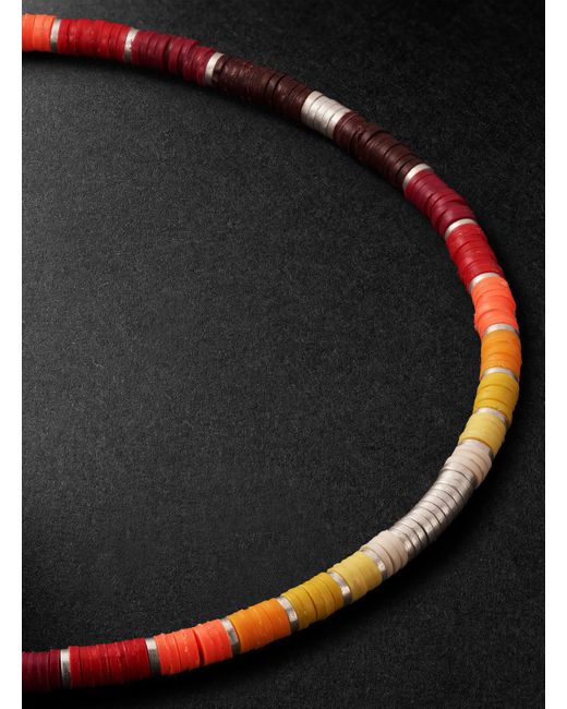 Mini Rizon Sterling And Cord Beaded Bracelet di MAOR in Black da Uomo