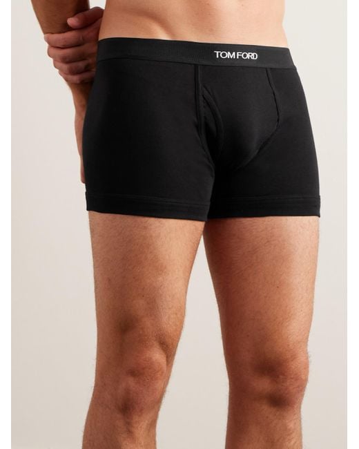 Tom Ford Black Two-Pack Stretch-Cotton Jersey Boxer Briefs for men