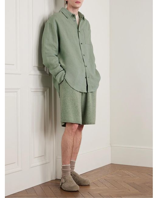 The Elder Statesman Hemd aus einer Mischung aus Leinen in Green für Herren