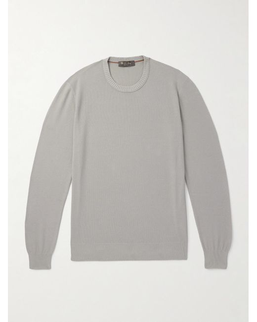 Loro Piana Pullover aus Piqué aus einer Baumwoll-Seidenmischung in Gray für Herren