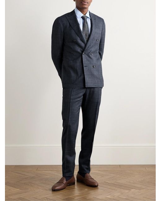 Canali Blue Slim-Fit Wool, Silk And Linen-Blend Suit Trousers for men