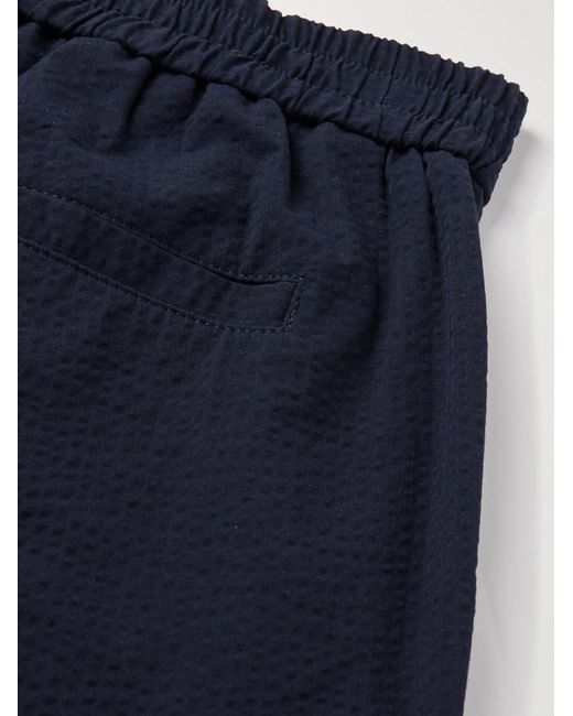 A.P.C. Blue Joaquin Straight-Leg Cotton-Seersucker Trousers for men