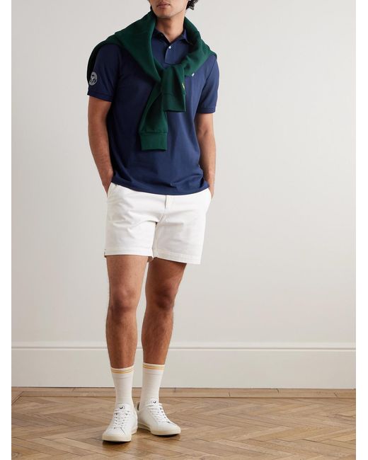 Polo Ralph Lauren Blue Wimbledon Logo-embroidered Cotton-blend Piqué Polo Shirt for men