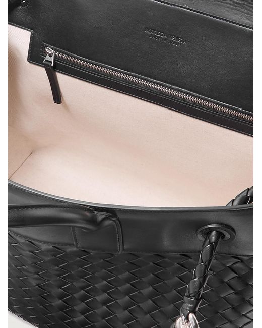 Bottega Veneta Black Andiamo Large Intrecciato Leather Messenger Bag for men
