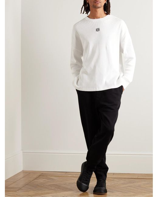 Loewe Oversized-Oberteil aus gerippter Baumwolle mit Logostickerei in White für Herren