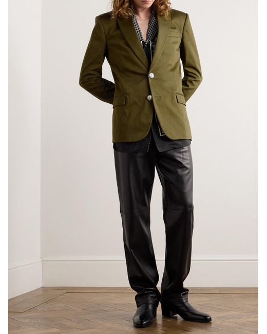 Balmain Green Slim-fit Cotton-twill Blazer for men