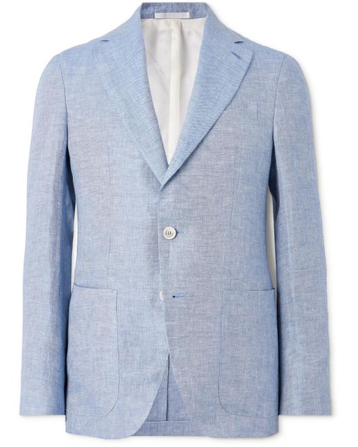 Caruso Blue Linen Blazer for men